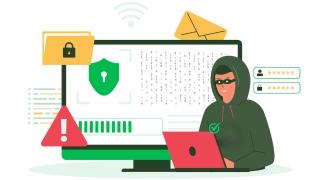 A person, standing by the sheild od protection amidst various cyber threats, representing Threat Hunting process of Mitigata.