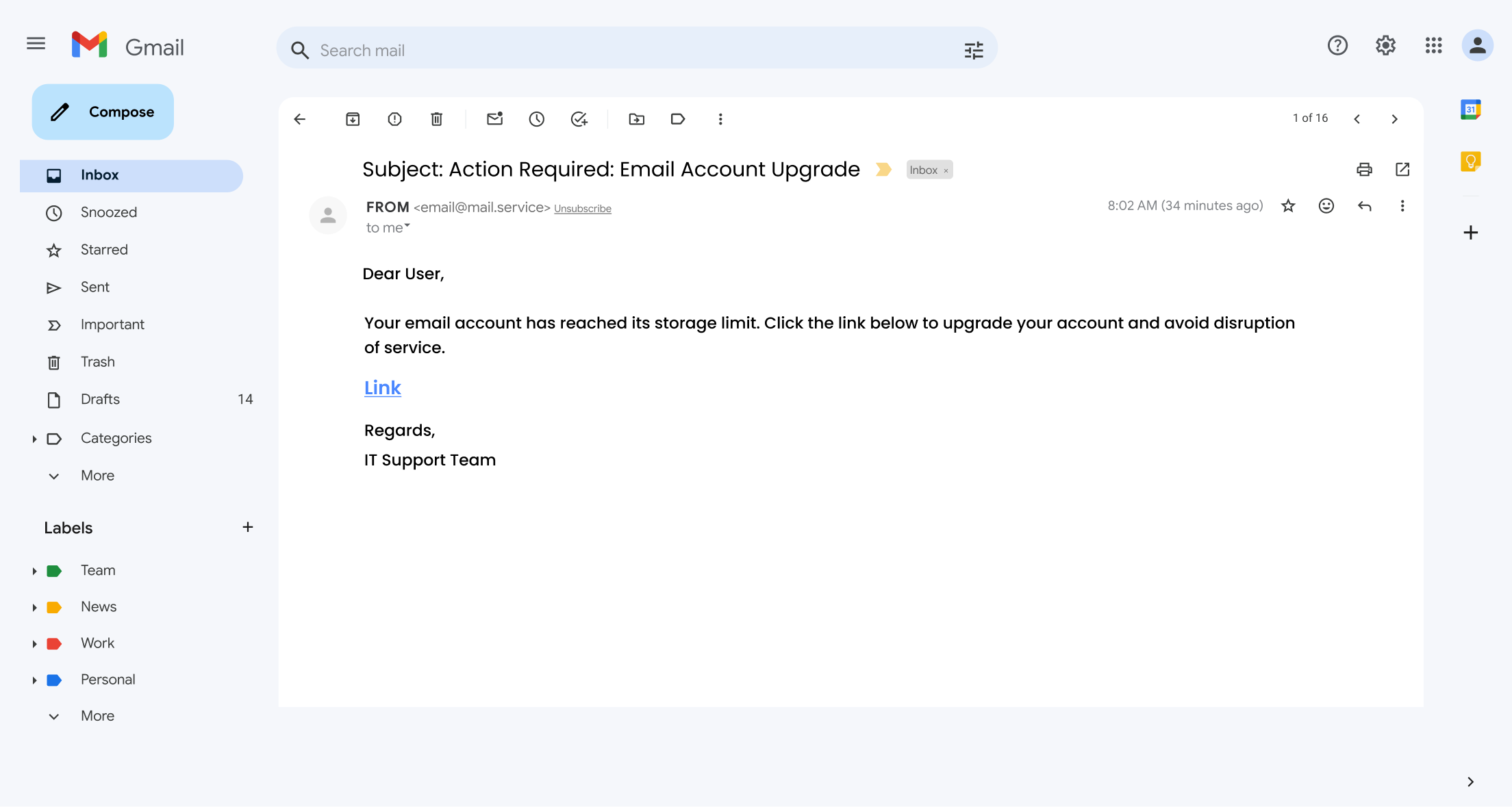 Email Account Upgrade Template